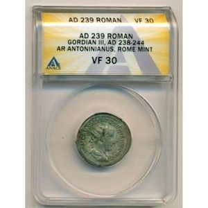 Roman Empire Gordian III AD 238-244 Silver Antoninianus Rome Mint Vf30 ANACS